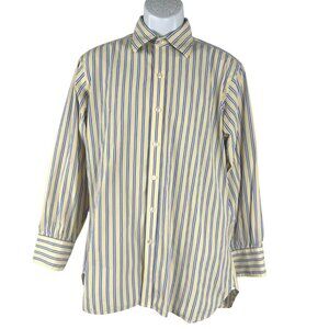 Turnbull & Asser Dress Shirt‎ Mens Size 16 Striped Yellow White Blue TP-3609